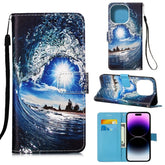 Painted Flat Texture Leather Case with Lanyard & Card Slot & Wallet & Holder, For iPhone 14 Pro Max